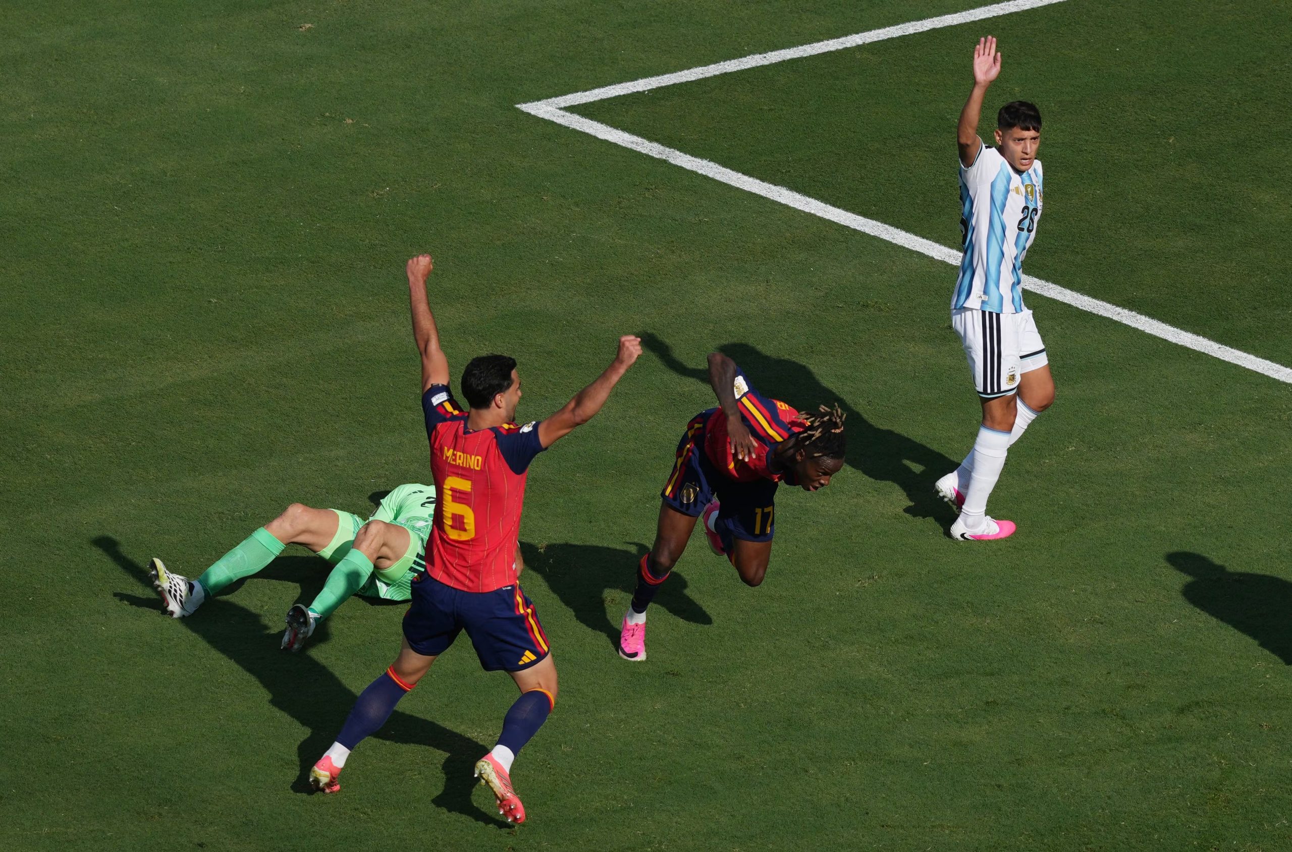 Soccer Football - FIFA World Cup 2026 - Final - Spain v Argentina - New York/New Jersey Stadium, East Rutherford, New Jersey, U.S. - July 19, 2026 Spain's Nico Williams celebrates scoring a goal that was later disallowed IMAGN IMAGES via Reuters/James Lang