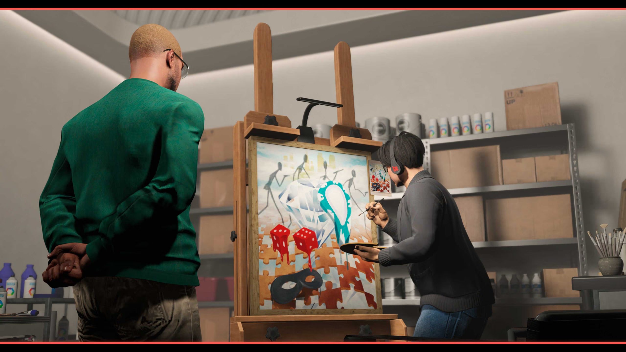 Un falsificador crea réplicas para sustituir los cuadros originales durante el robo. (GTA Online)