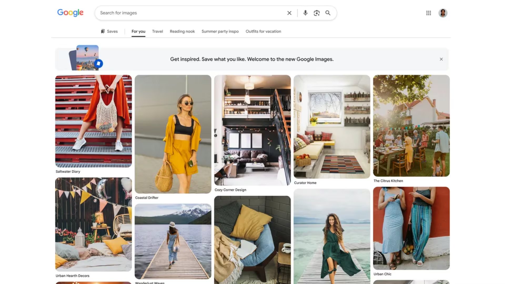 La nueva página de inicio de Google Imágenes ofrece una galería interactiva que muestra imágenes actualizadas en tiempo real y personalizadas según los intereses del usuario.
(Google)