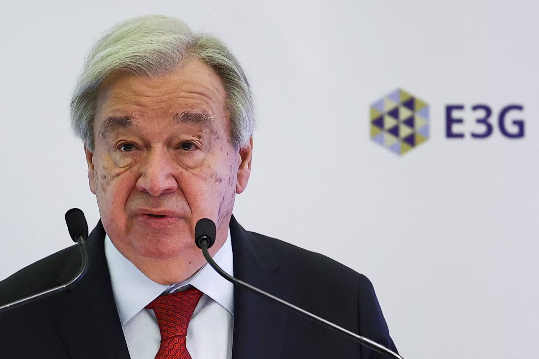 El secretario general de las Naciones Unidas, António Guterres, pronuncia el discurso principal en la Semana de la Acción Climática de Londres, en Londres (Reino Unido), el 24 de junio de 2026 (REUTERS/Guglielmo Mangiapane)