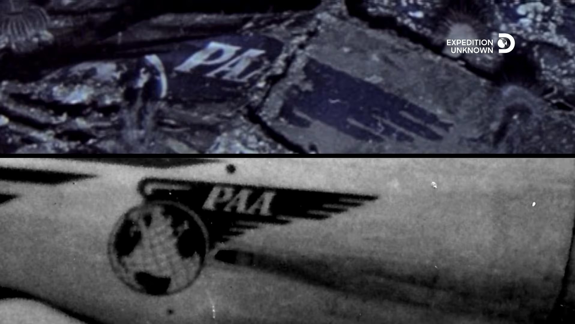 Los investigadores identificaron el logotipo de la aerolínea en los restos del fuselaje (Captura de video: WBD US Nets Press).