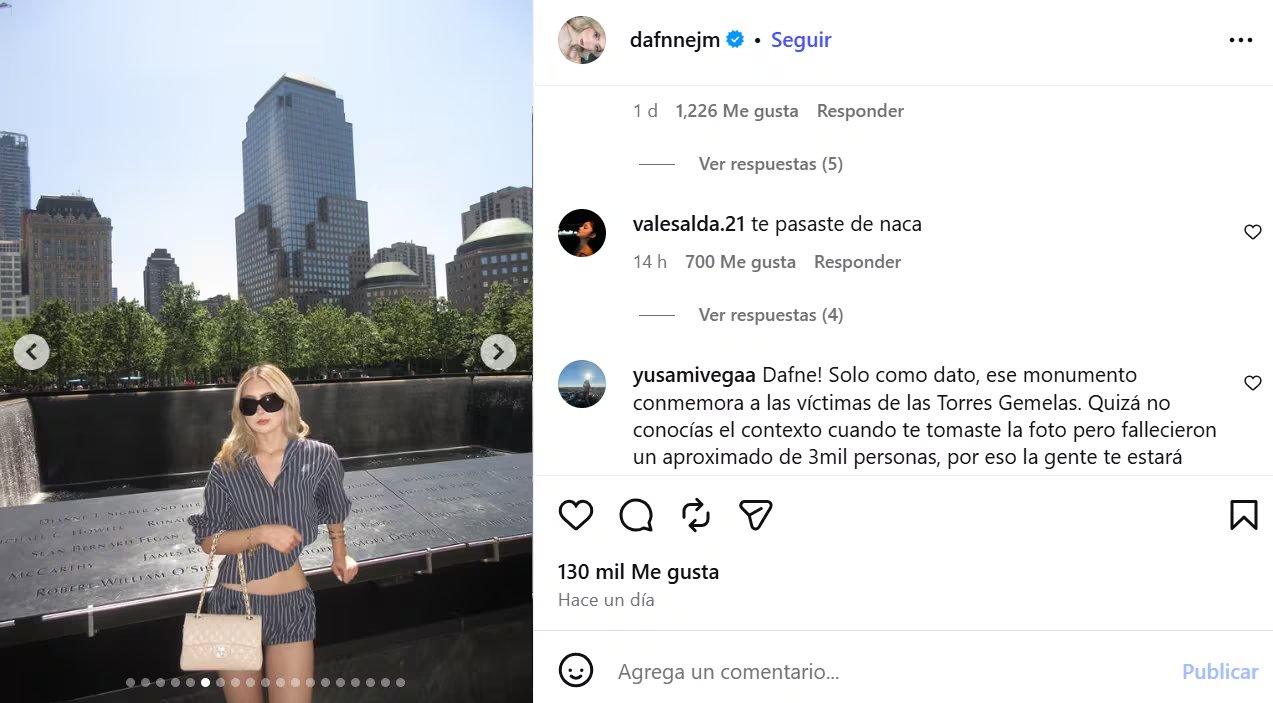 La influencer compartió fotos en el memorial del 11 de septiembre (Instagram)