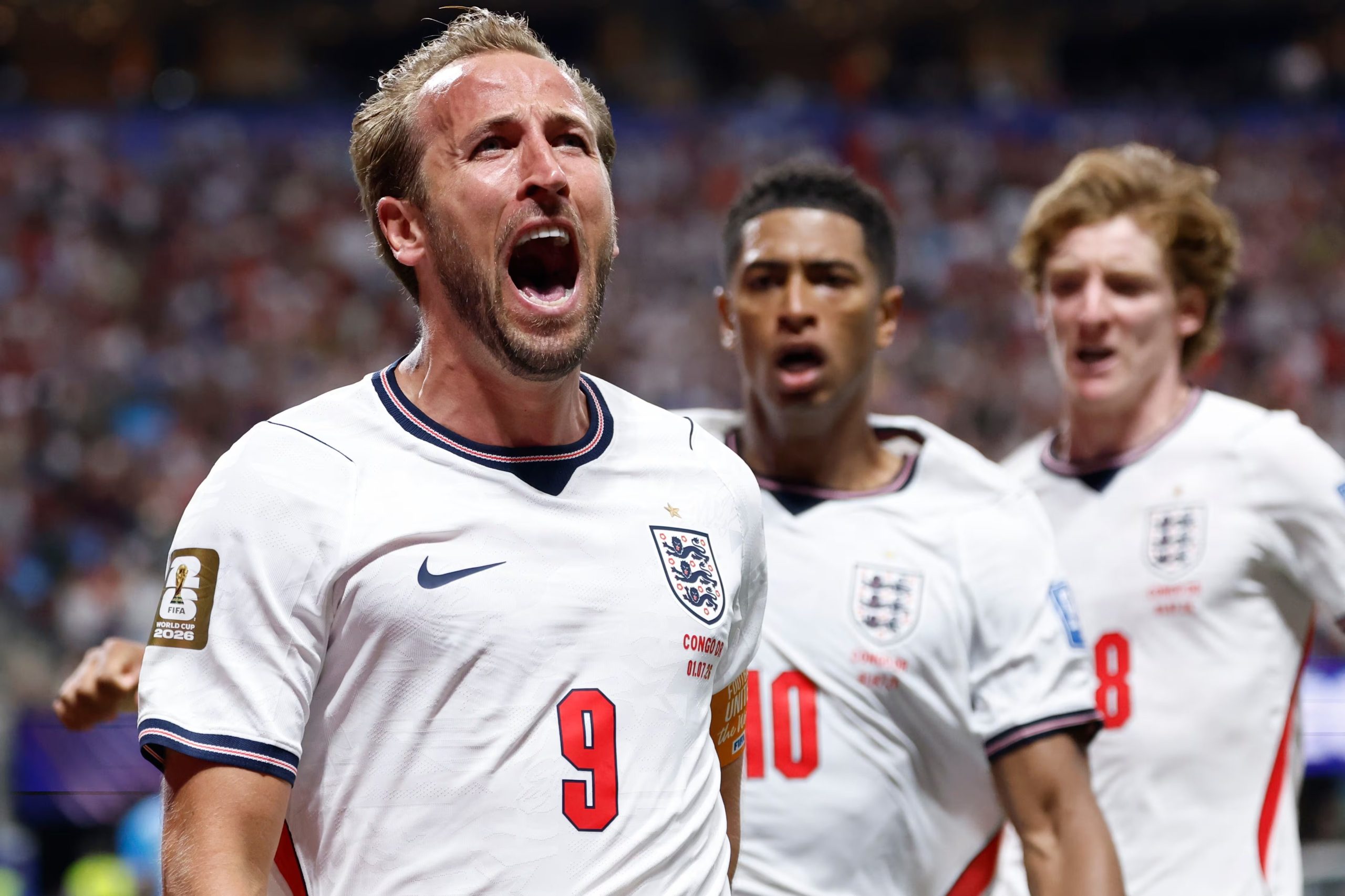 Harry Kane festeja uno de sus goles frente al Congo. (AP Foto/Butch Dill)