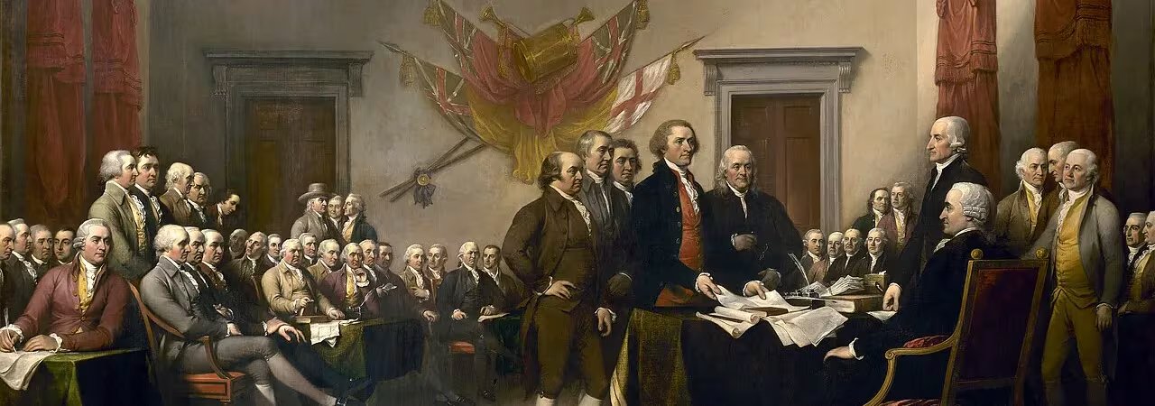 El aniversario funciona como una oportunidad para revisar vigencia, límites y contradicciones de la tradición republicana estadounidense (pintura de John Trumbull, 
