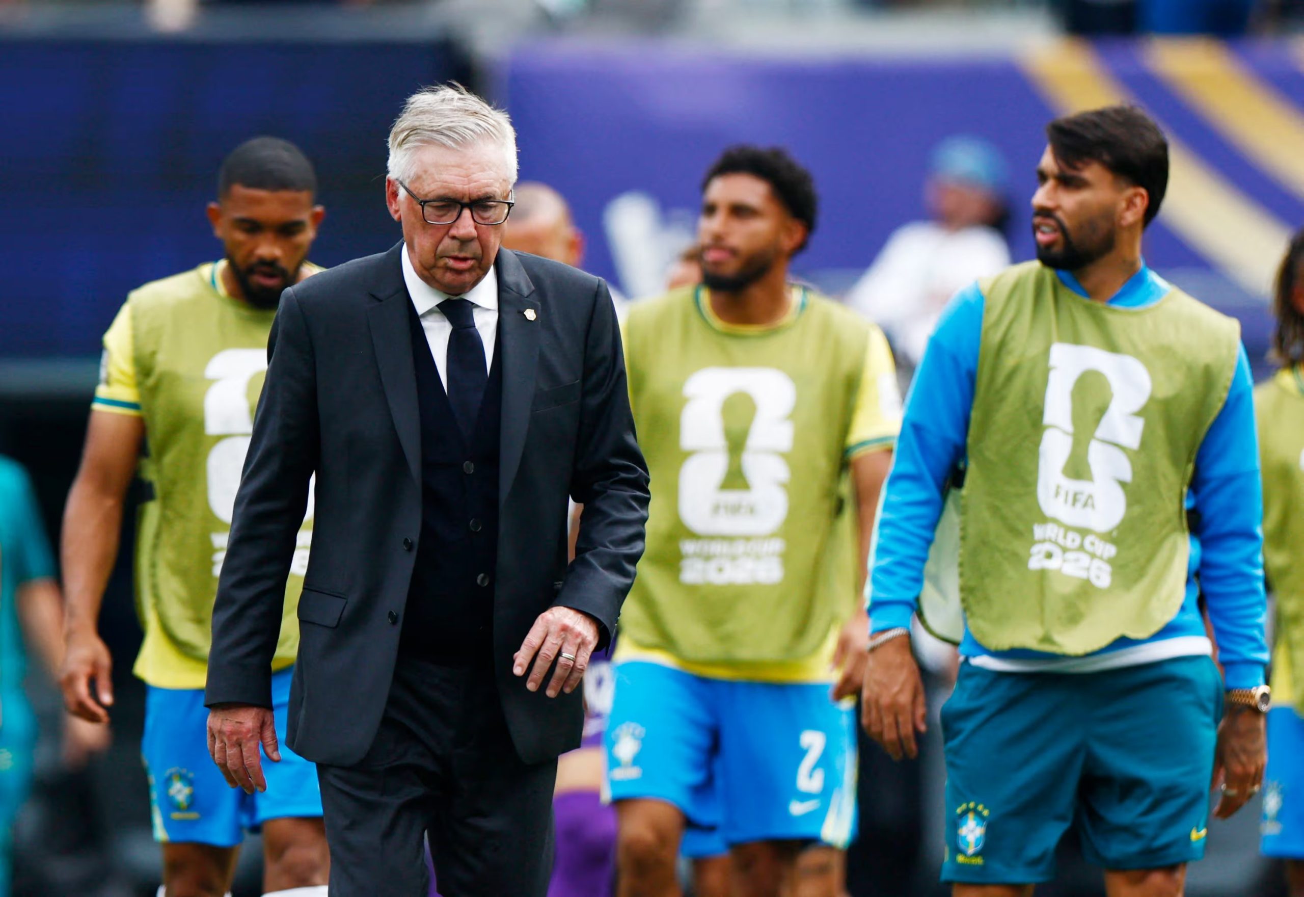 La decepción de Carlo Ancelotti tras la eliminación de Brasil del Mundial 2026 a manos de Noruega. - créditos: REUTERS/Jeenah Moon