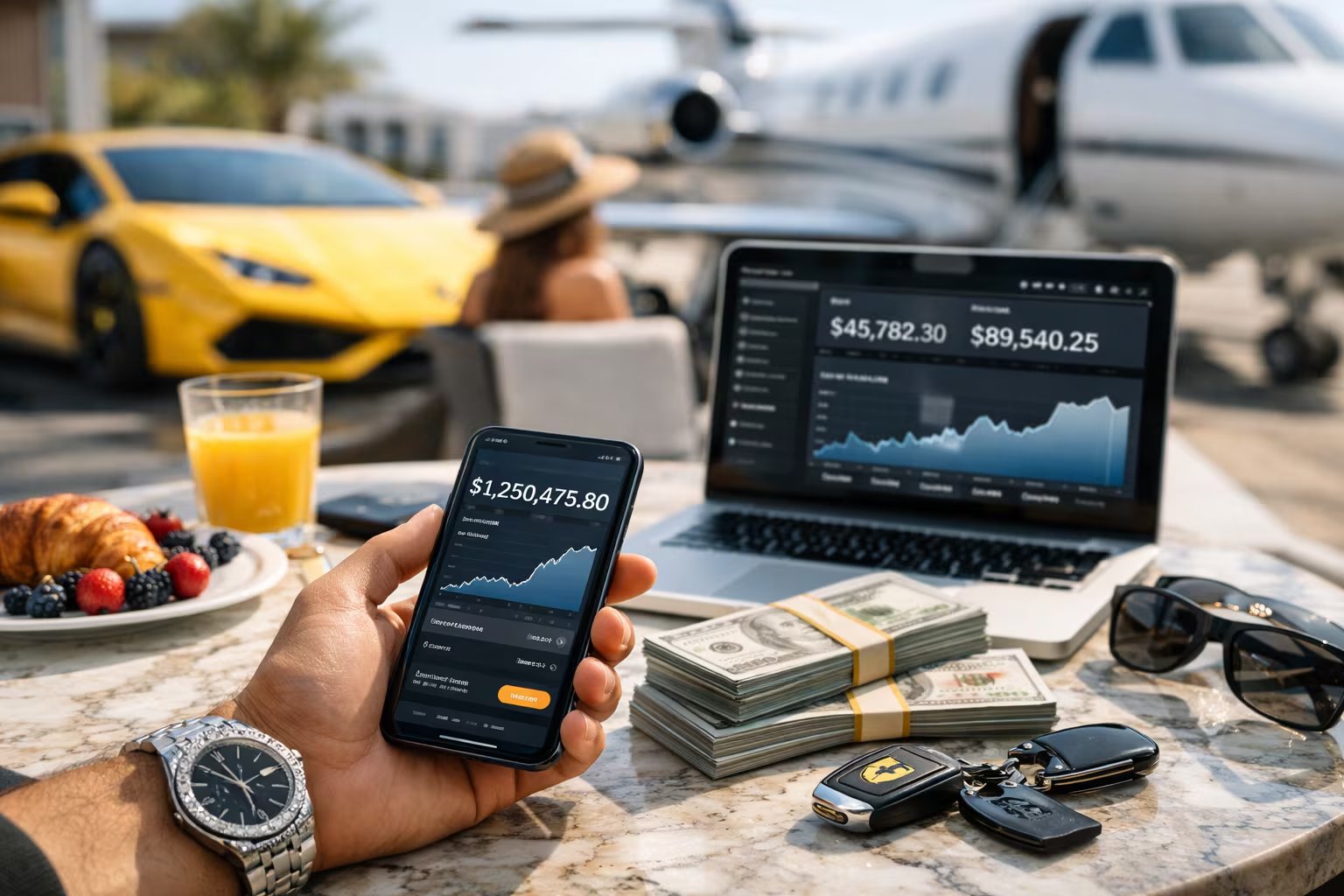 La puesta en escena de los influencers incluye ropa, relojes costosos y objetos de lujo para sostener una imagen de exclusividad en internet (Imagen Ilustrativa Infobae)