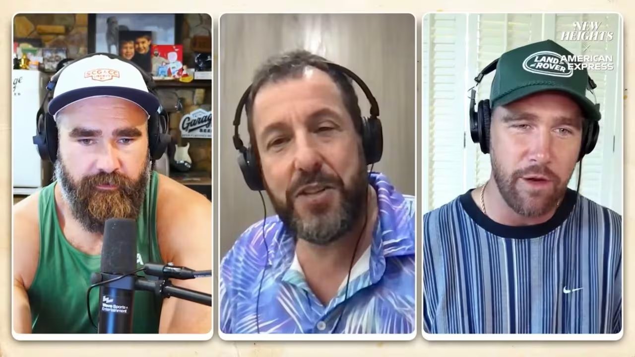 Adam Sandler trabajó con Travis Kelce en 'Hapy Gilmore 2' 
(New Heights)