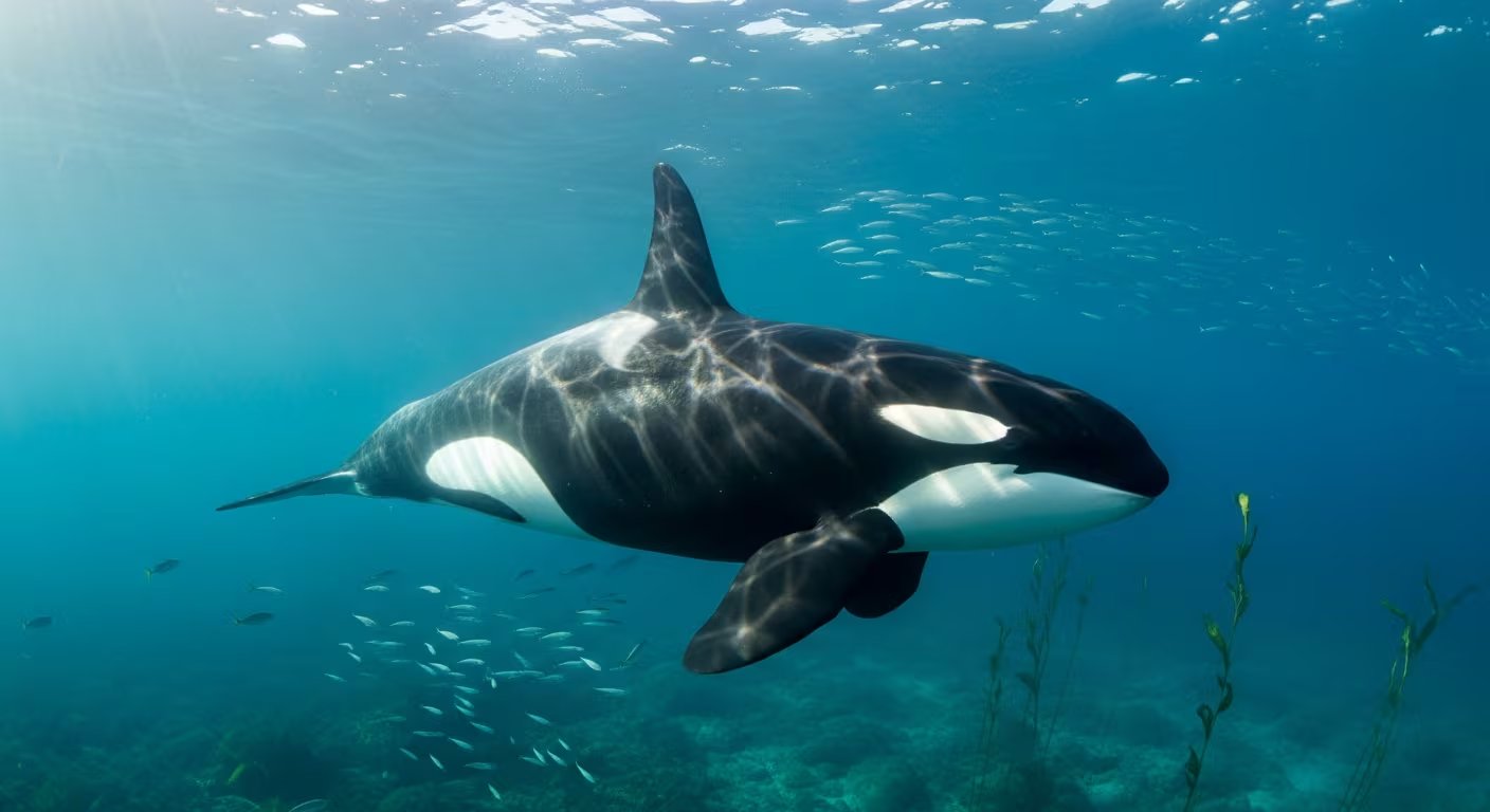 El análisis mostró que las orcas juveniles consumen los fragmentos pequeños y los adultos los restos grandes y órganos internos (Imagen Ilustrativa Infobae)