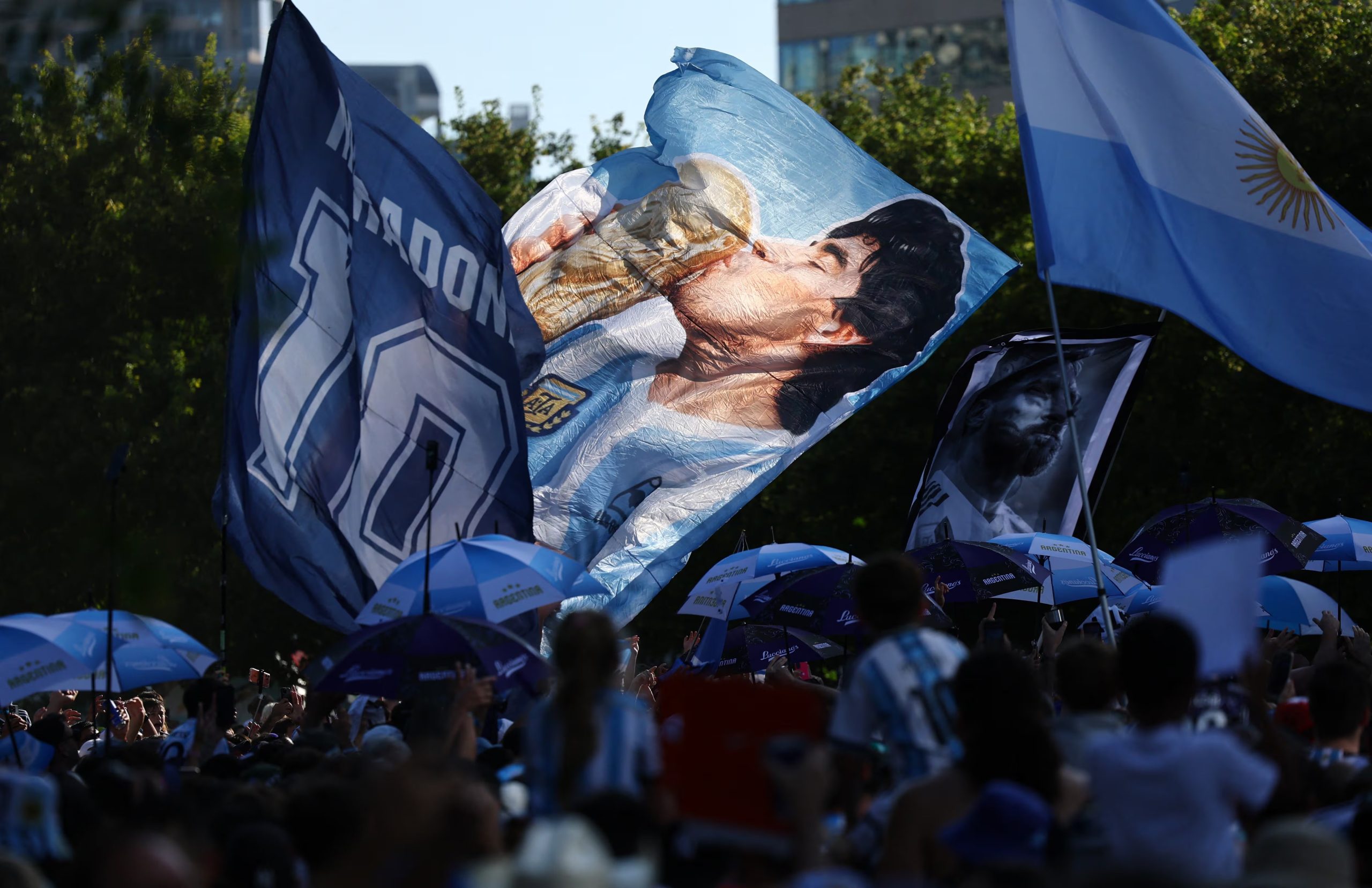 Los hinchas argentinos alentando en Estados Unidos (Foto REUTERS/Issei Kato)