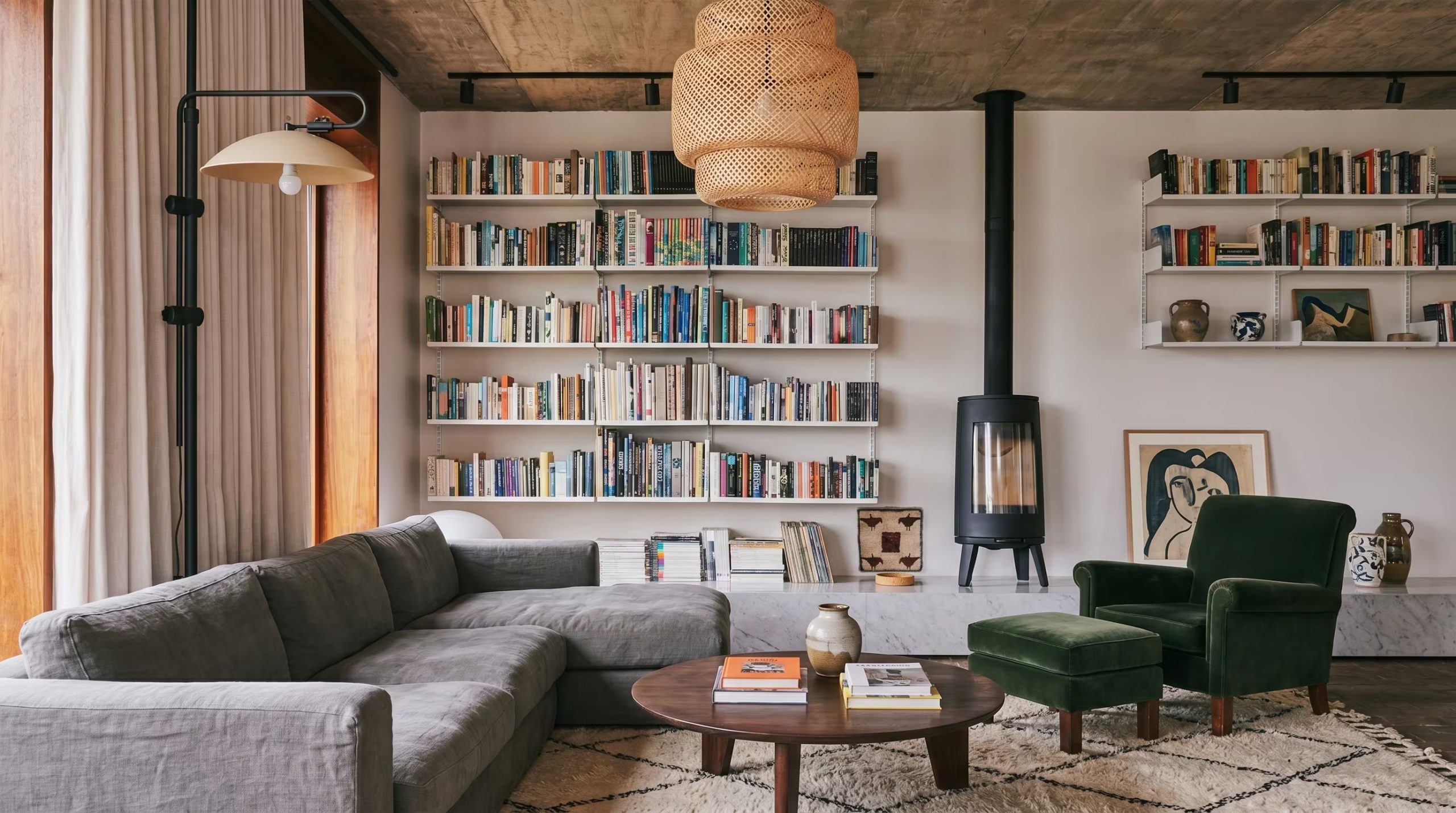 La luz natural y una chimenea definida ordenan el foco visual de la sala principal. (Imagen Ilustrativa Infobae)