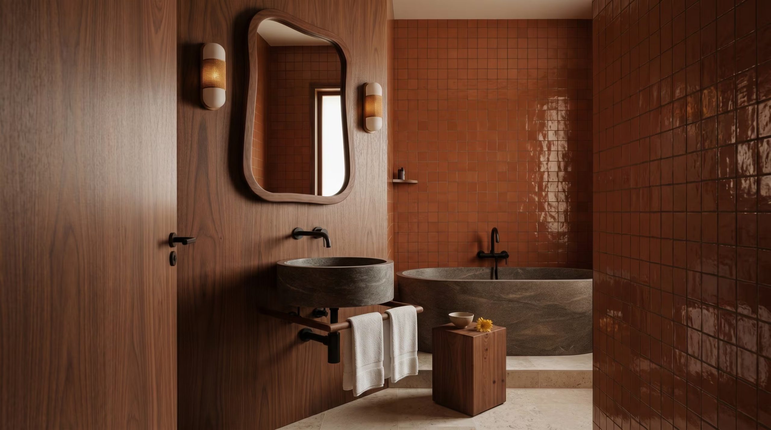 El baño tipo spa se convierte en un argumento de venta con suelos radiantes, ducha tipo lluvia y bañera profunda, mientras acabados como mármol y grifería de latón consolidan una percepción de calidad en mercados de alta gama. (Imagen Ilustrativa Infobae)