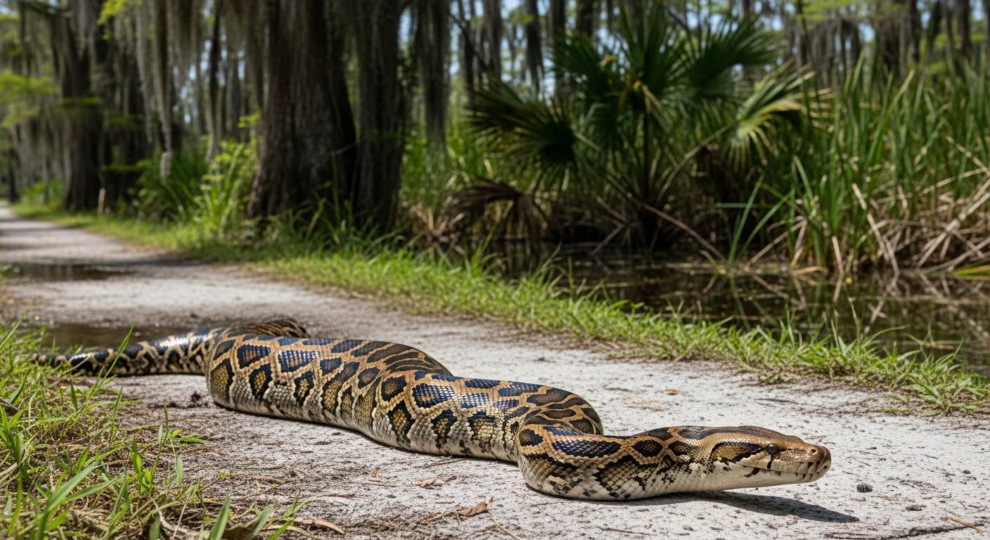 La FWC documentó en el oeste de Charlotte la primera población autosostenida de pitón birmana fuera del rango tradicional del sur de Florida. (Imagen Ilustrativa Infobae)