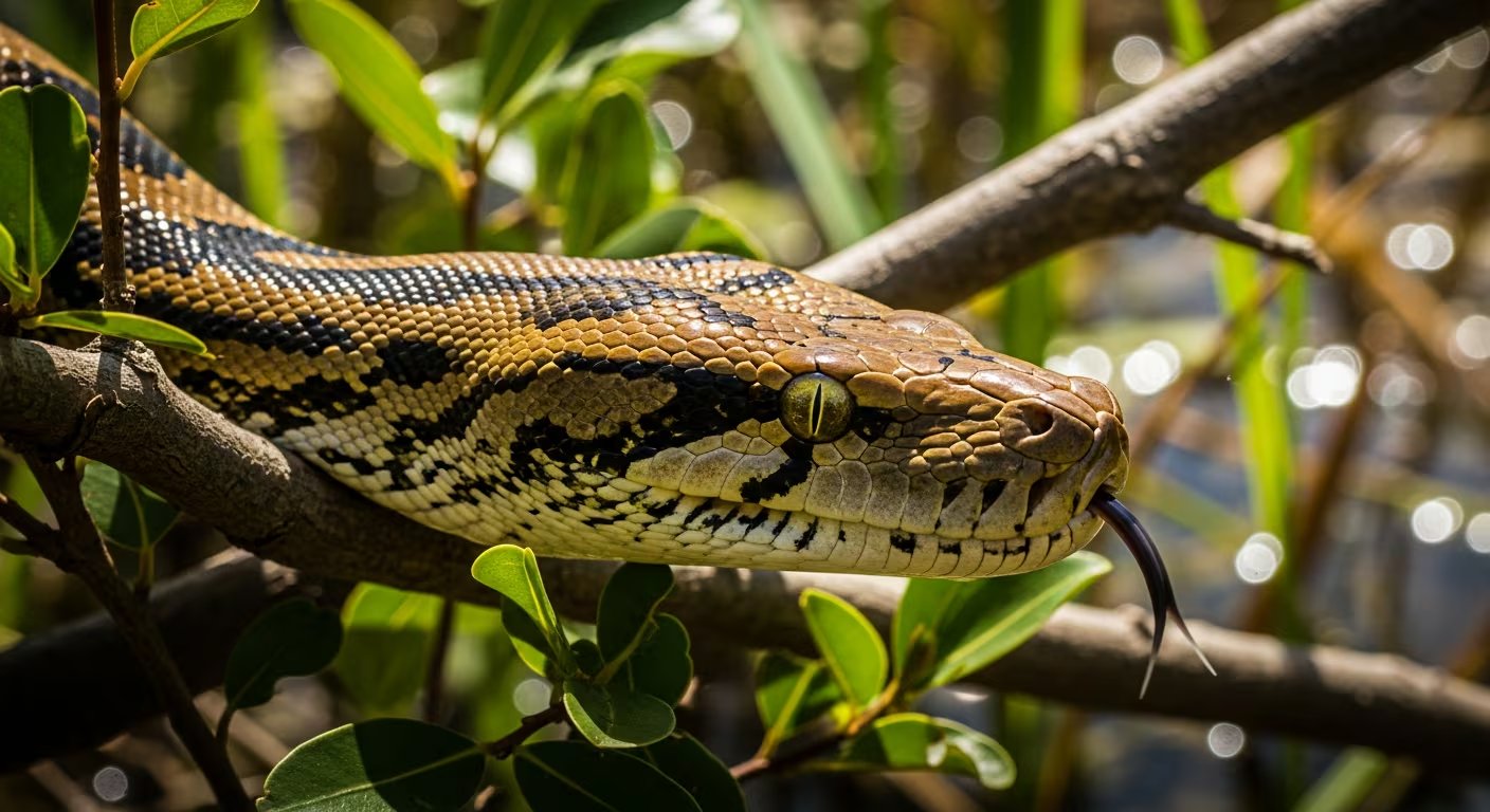 La USFWS señaló que la pitón birmana altera la cadena trófica en Florida por su capacidad para consumir ciervos, caimanes, aves y pequeños mamíferos.(Imagen Ilustrativa Infobae)