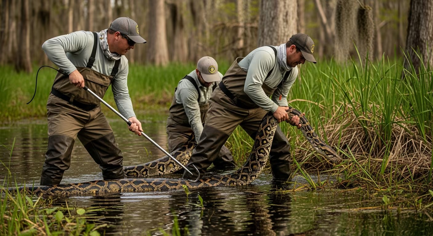 La baja detectabilidad de la pitón birmana complica el control en Florida, donde la tasa de hallazgo en campo se ubica entre el 1% y el 3%. (Imagen Ilustrativa Infobae)