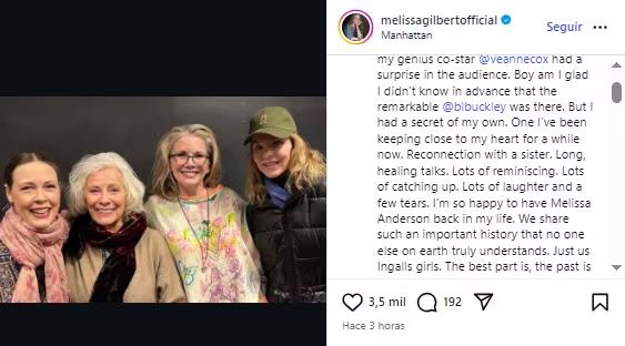 Melissa Gilbert y Melissa Sue Anderson, hermanas en “La familia Ingalls”, se reconciliaron tras años de distanciamiento (Captura de Instagram)