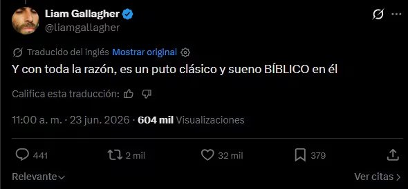 Liam Gallagher reaccionó a la respuesta de los fans con 