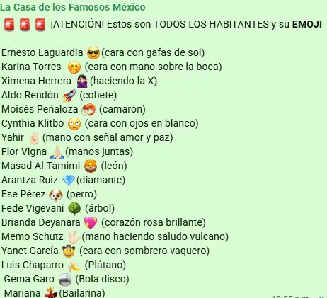 La producción de La Casa de los Famosos México publicó la lista completa de emojis que corresponden a cada uno de los 18 habitantes que ingresaron al reality en 2026
(rs)