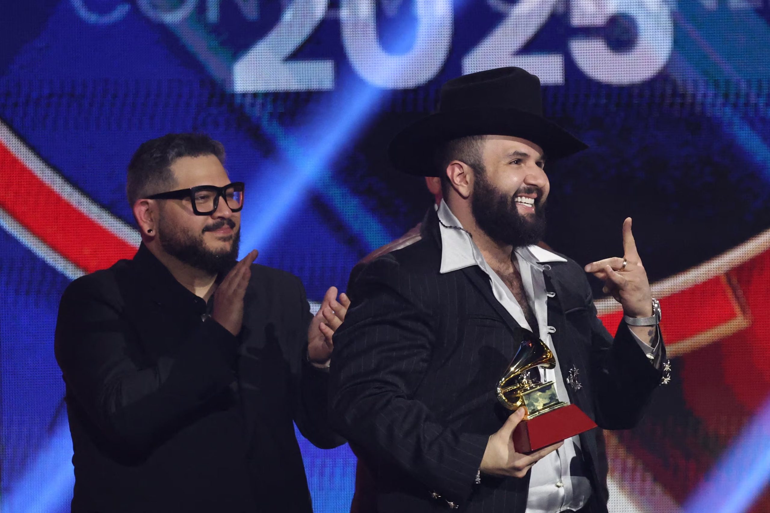 Carin Leon accepts the Best Contemporary Mexican Music Album award for 