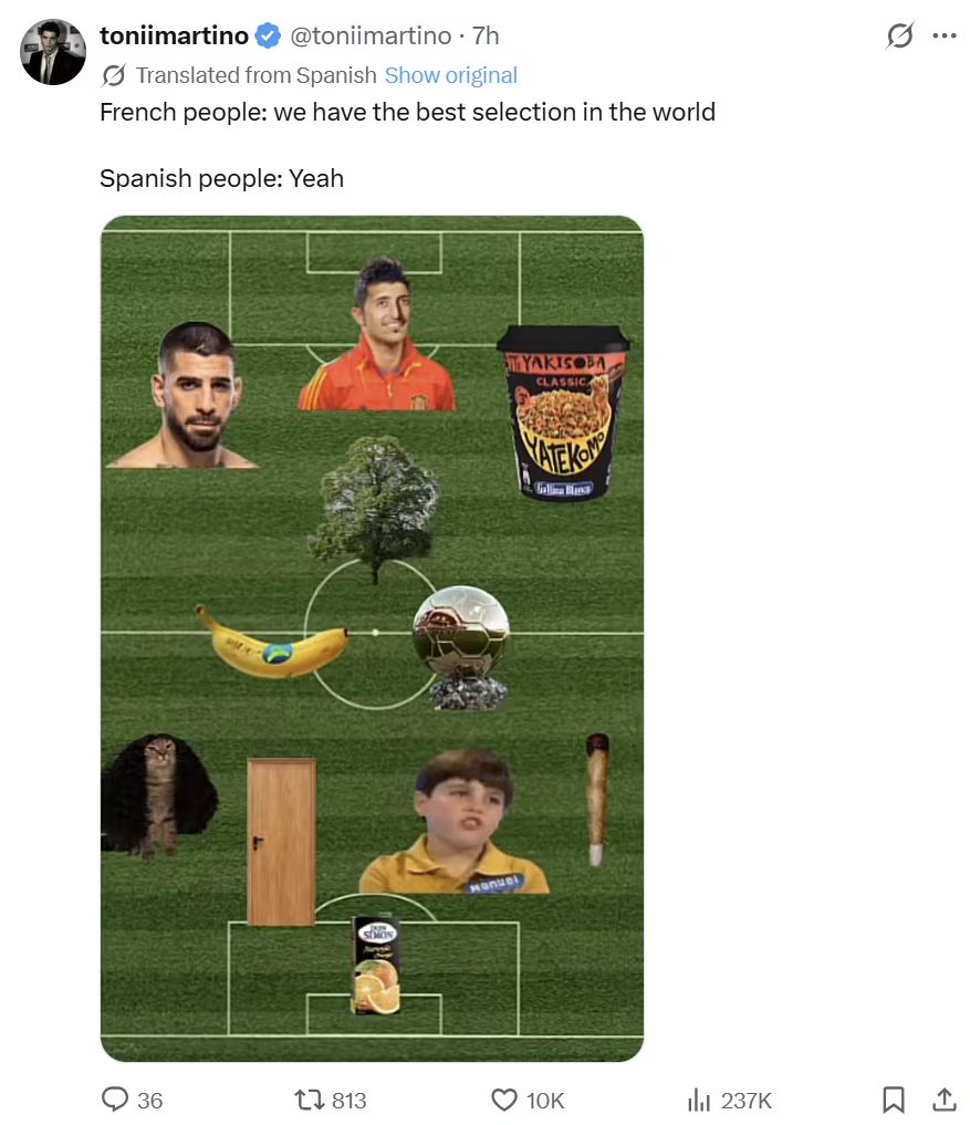 Los mejores memes del España vs. Francia. (X / Captura de pantalla)