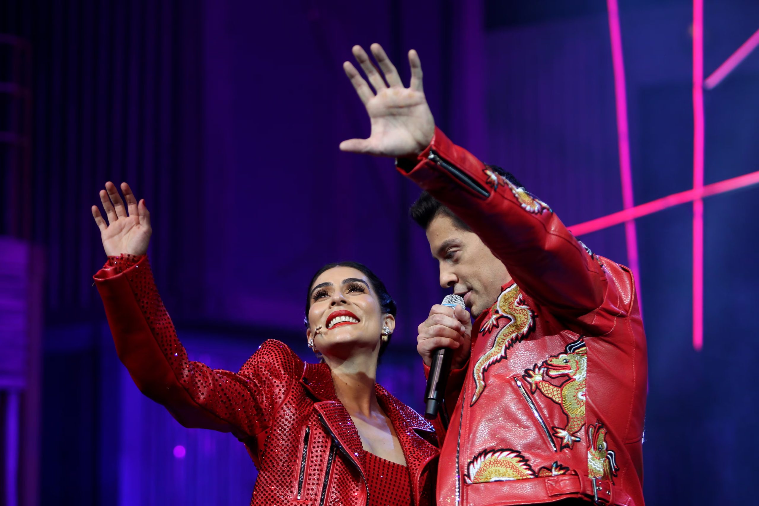 María León y Yahir durante presentación del musical Hoy no me puedo levantar. Ciudad de México, abril 26, 2021. 
Foto: Karina Hernández / Infobae