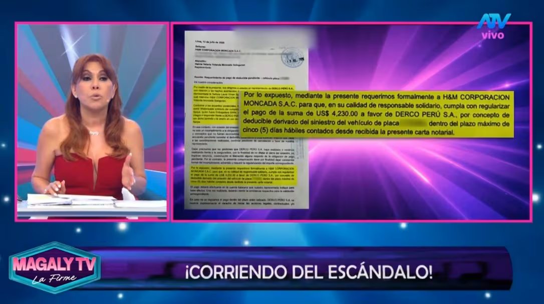 Magaly Medina asegura que Laura Spoya deberá asumir más de US$ 20 mil entre deducibles, penalidades y multas. Captura: Magaly TV La Firme.
