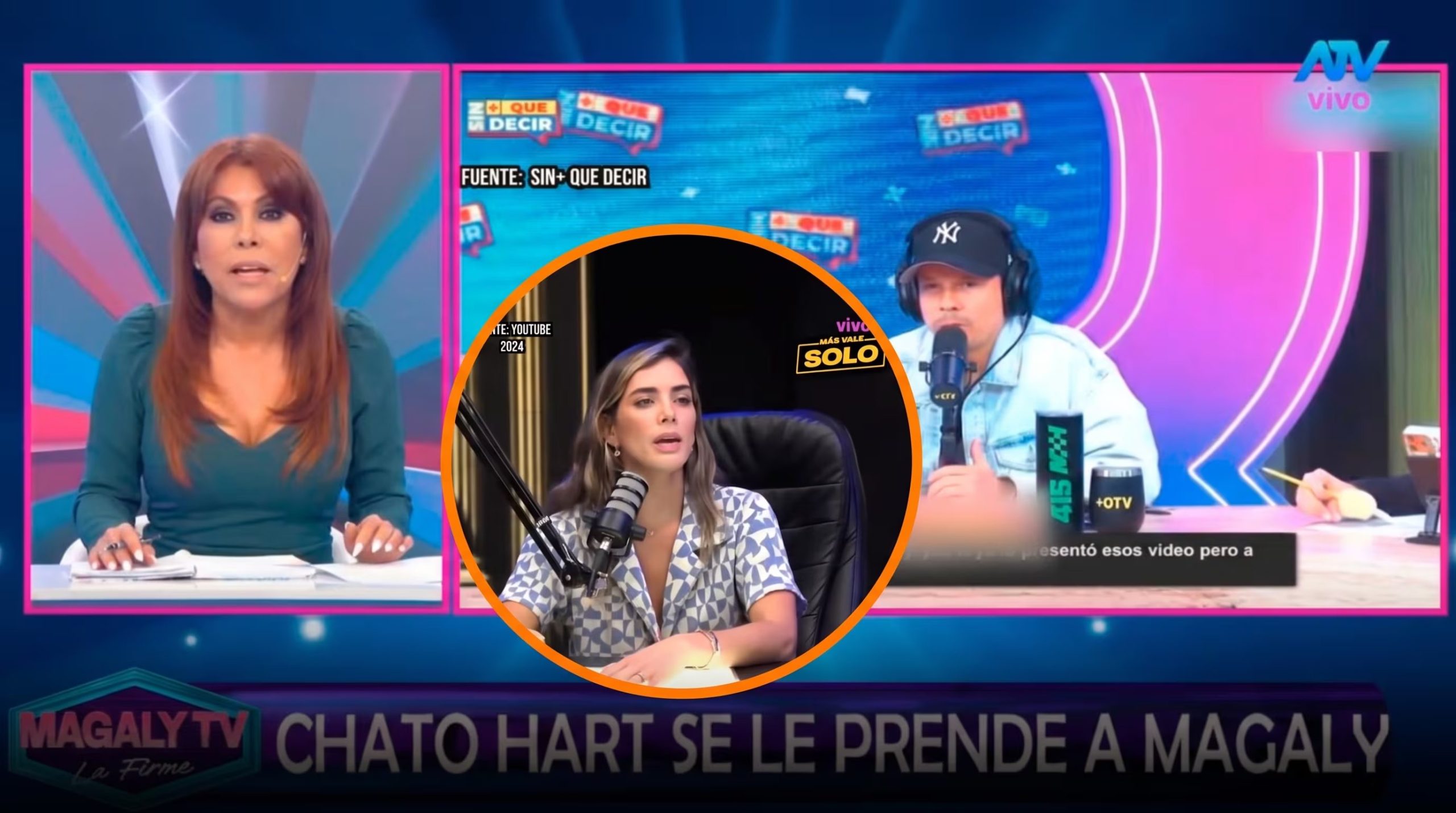 Magaly Medina, Mario Hart y Korina Rivadeneira aparecen en un programa de televisión que aborda su polémica. (Imagen Ilustrativa Infobae)