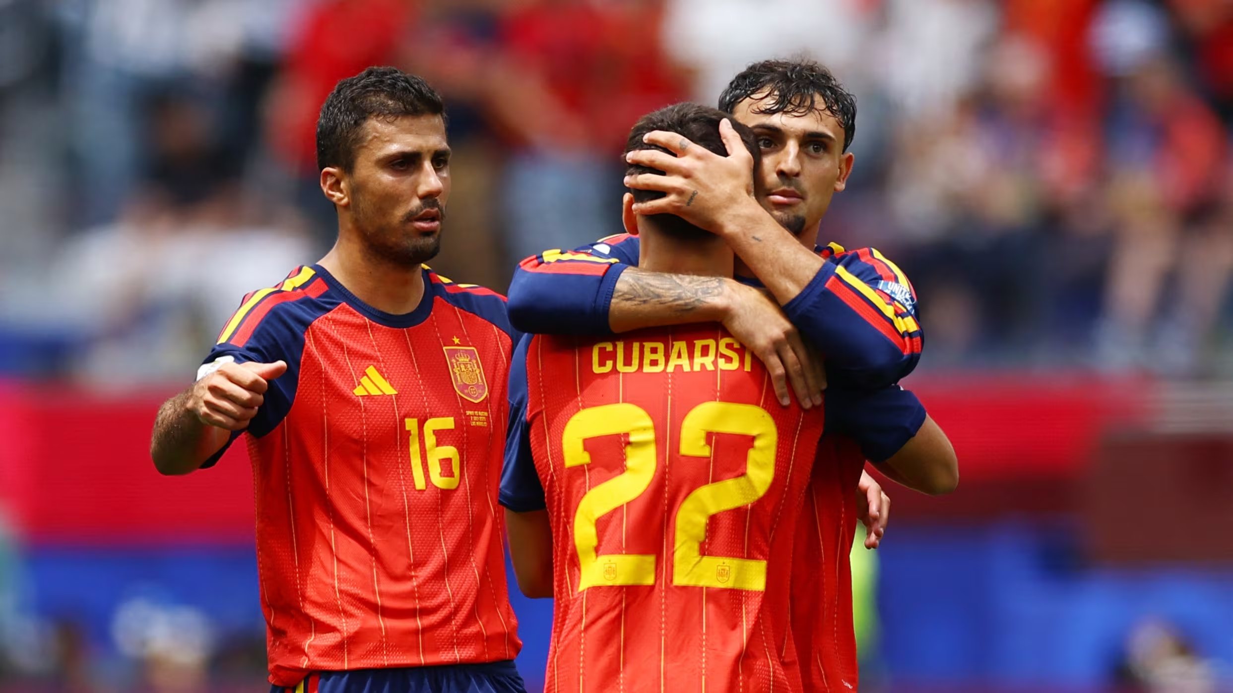 Marc Pubill, en su debut con la selección española en el Mundial 2026. (REUTERS/Matthew Childs)