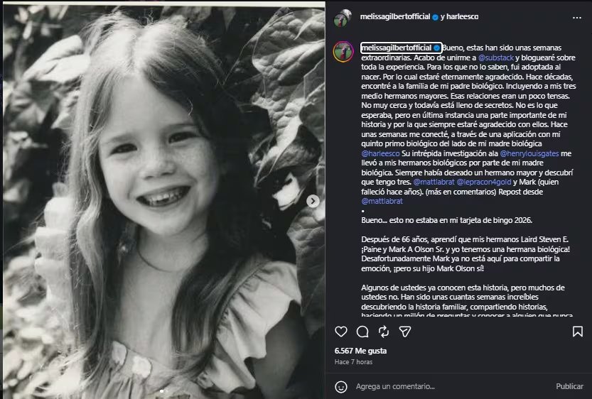Melissa Gilbert contó que ya se había puesto en contacto con la familia de su padre biológico.