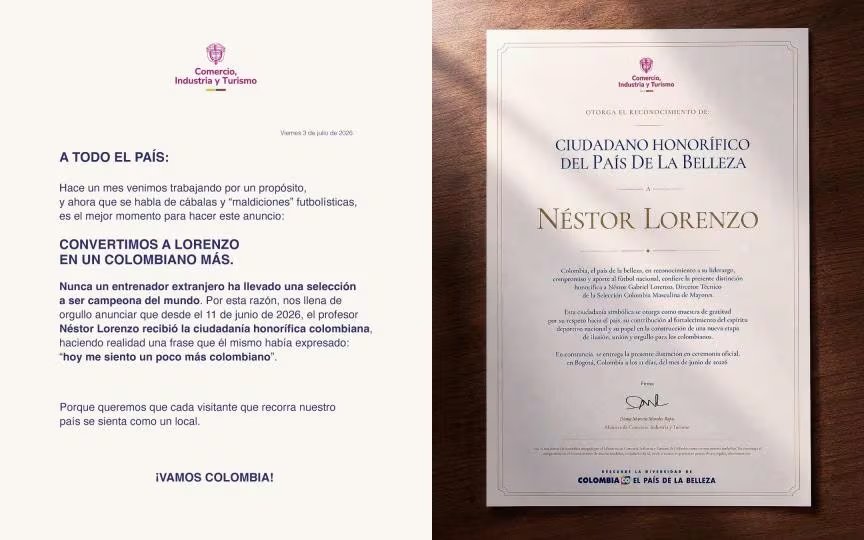 El Ministerio aclaró que el reconocimiento es de caracter honorífico - crédito @MincomercioCo/X