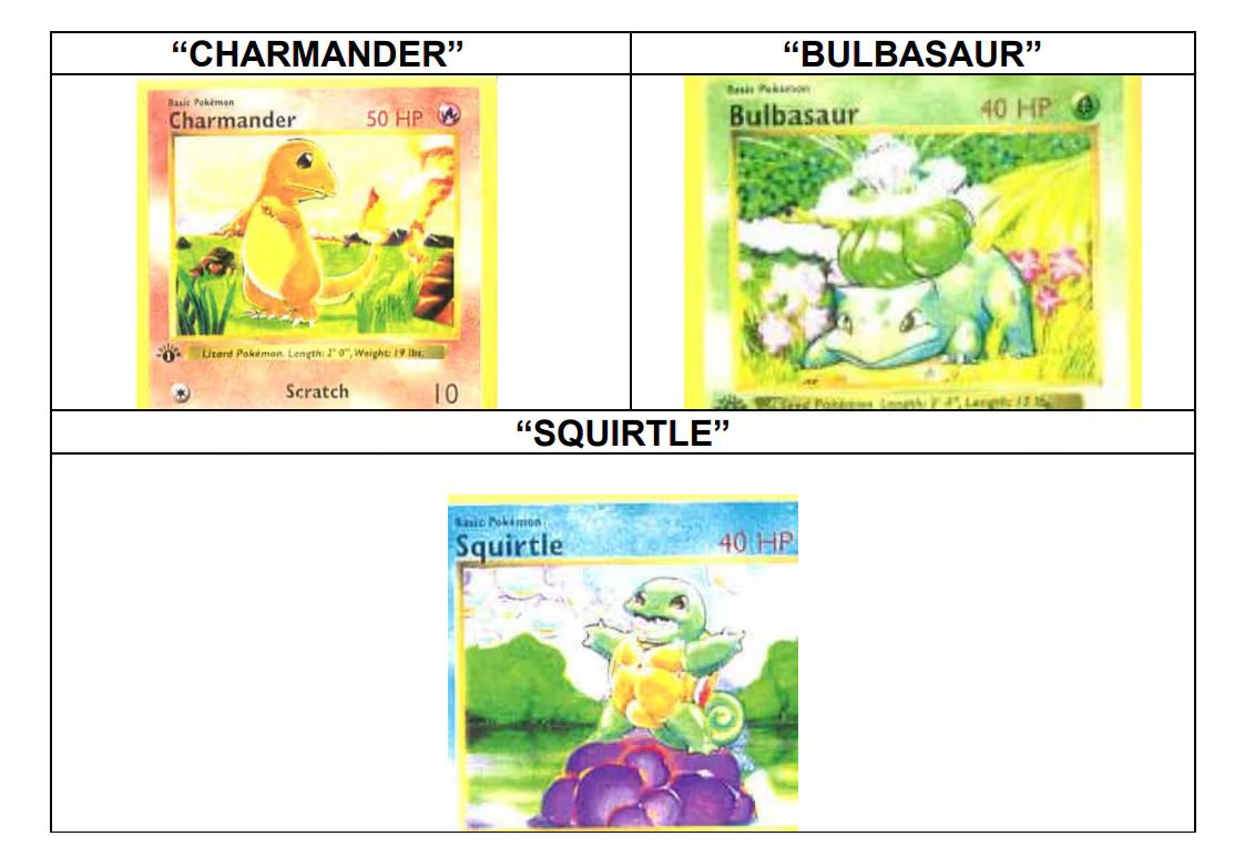 Nintendo mostró cartas de Pokémon para demostrar que los diseños de los peluches son casi idénticos. Foto: Indecopi