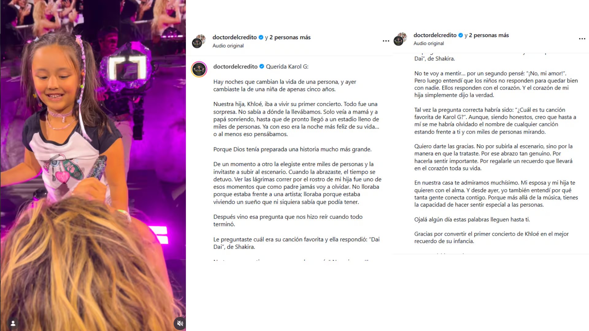 Padre de Khloé narra el inolvidable encuentro con Karol G y el valor de los gestos genuinos en el TropiTour - crédito @doctordelcredito/ Instagram