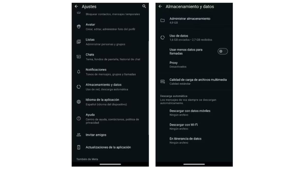 Desactivar la descarga automática y activar los mensajes temporales reduce la cantidad de archivos almacenados en el celular. (Foto: WhatsApp)