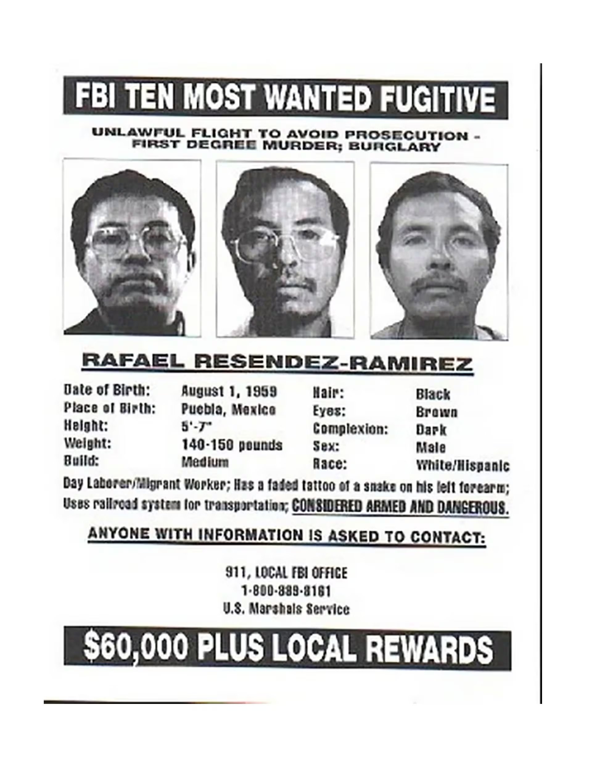 Entre 1998 y 1999, el Asesino del Ferrocarril cometió asesinatos en Texas, Kentucky e Illinois y dejó huellas dactilares que permitieron identificarlo