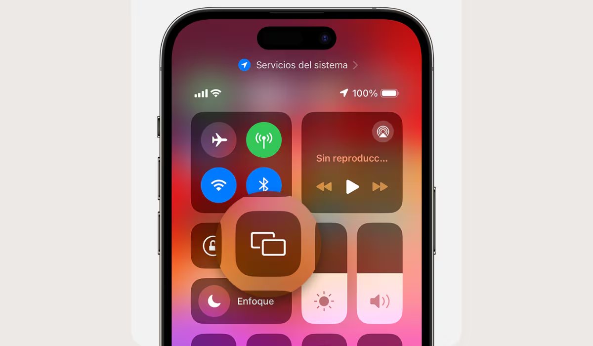 Así se ve el botón para Duplicar pantalla. (Apple)