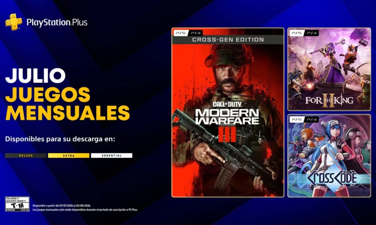 PlayStation Plus sumará en julio de 2026 tres juegos gratis para suscriptores de PS5 y PS4.