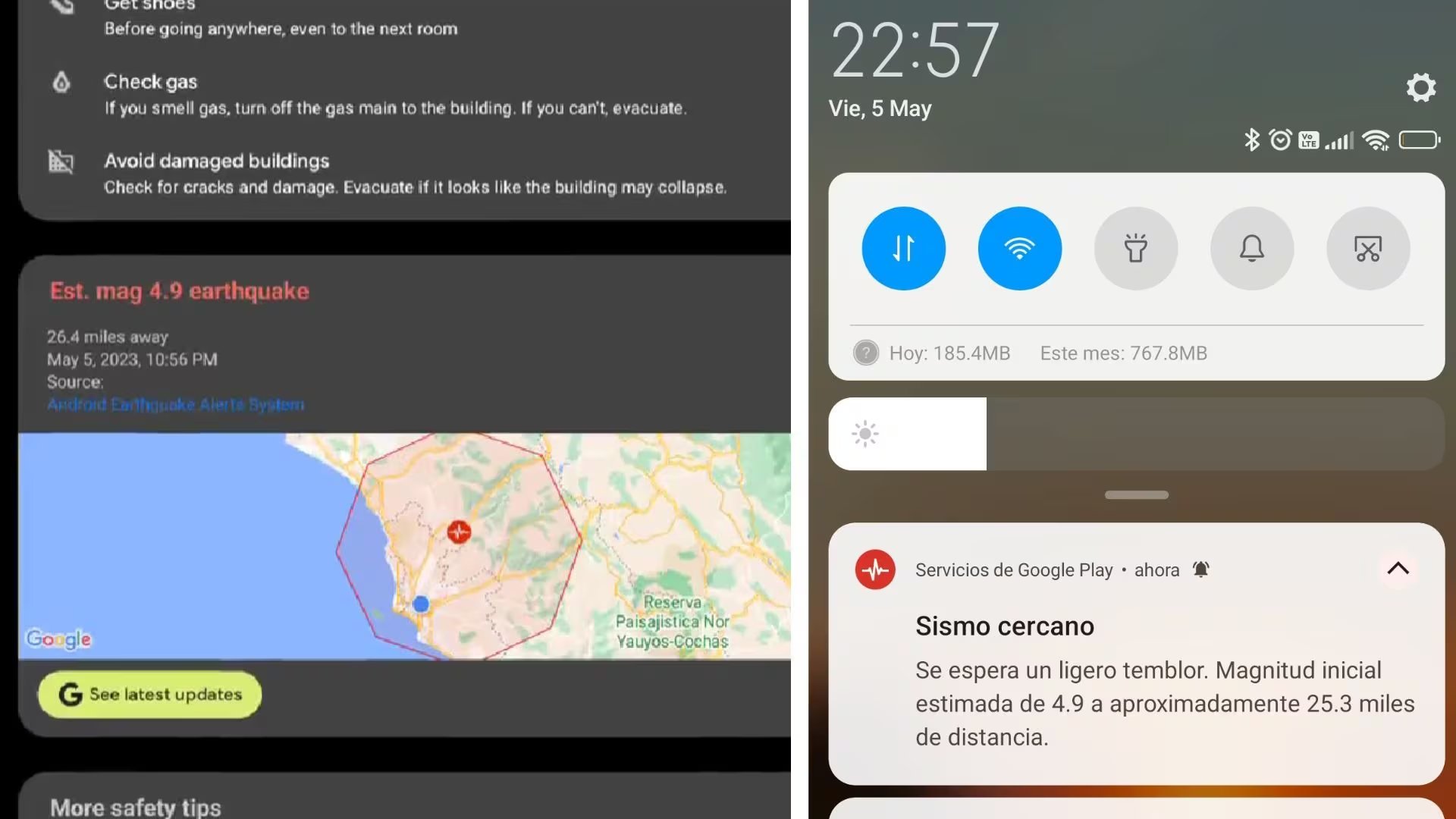 Alerta de sismos de Google se activa en celulares segundos antes de que empiece un temblor.