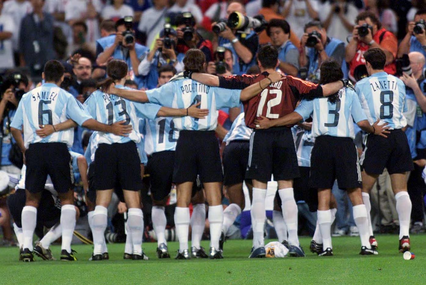 Los jugadores de la Selección Argentina antes del partido ante Inglaterra en el Mundial 2002 (Fotobaires)