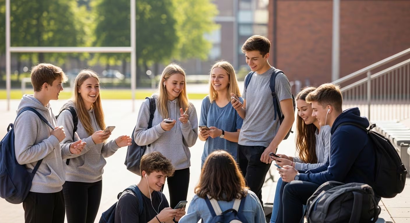 El estudio sobre teléfonos inteligentes en las escuelas relevó a 732 estudiantes, 27 profesionales de la educación y 41 padres en Reino Unido - (Imagen Ilustrativa Infobae)