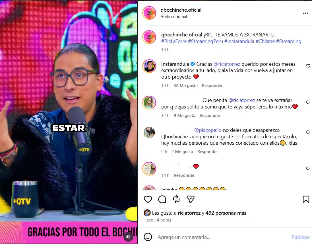 El contrato de Ric La Torre con +QTV se pactó desde el inicio por seis meses y venció el 15 de julio.