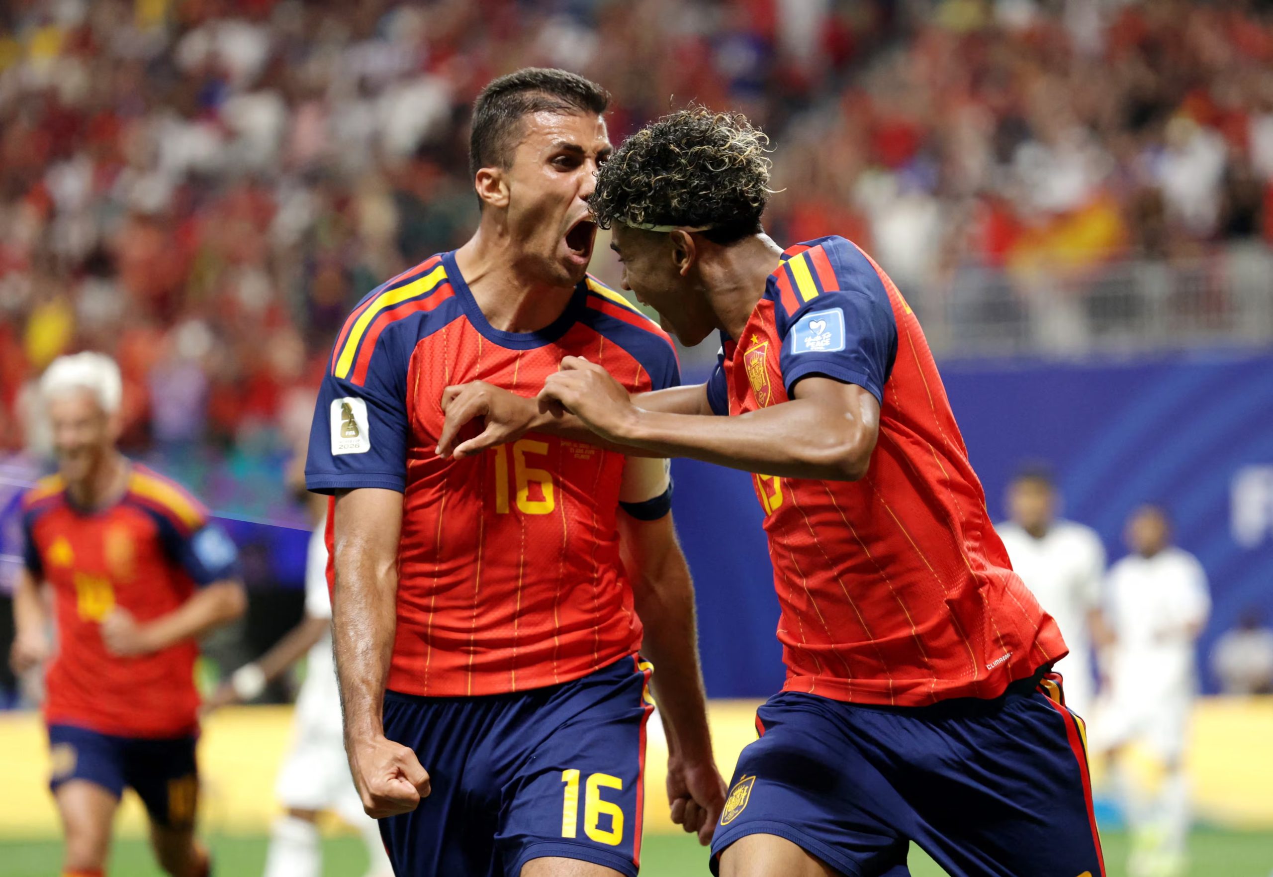 Rodri celebrando el gol de España contra Arabia Saudí. (REUTERS/Claudia Greco)