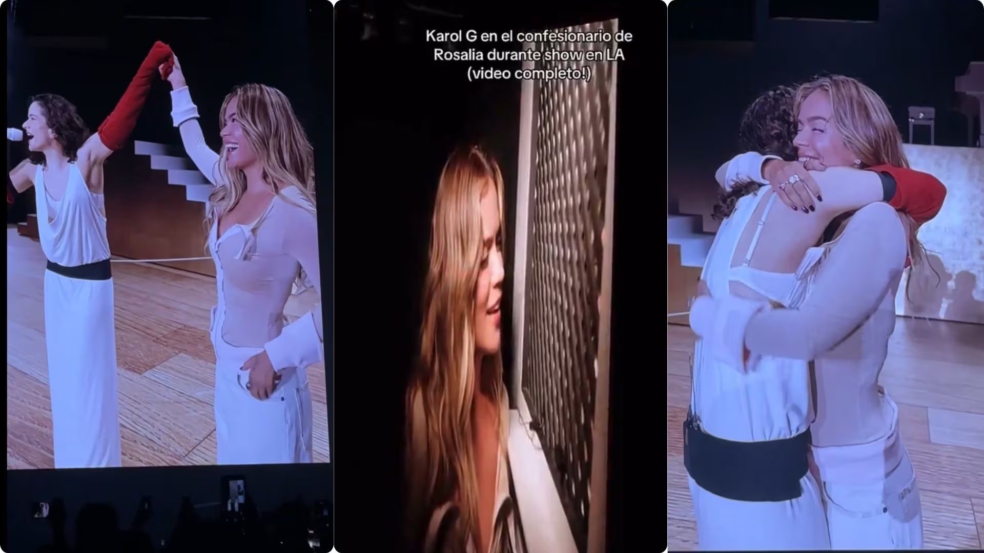 Karol G en el confesionario de Rosalía, en Los Ángeles - crédito @updaterosalia / X