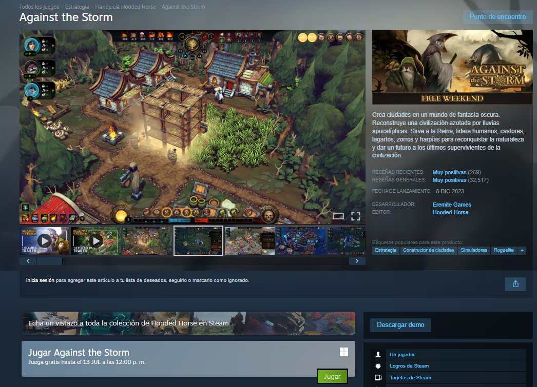 Against the Storm, de Eremite Games, mezcla construcción de ciudades con roguelite. (Steam)