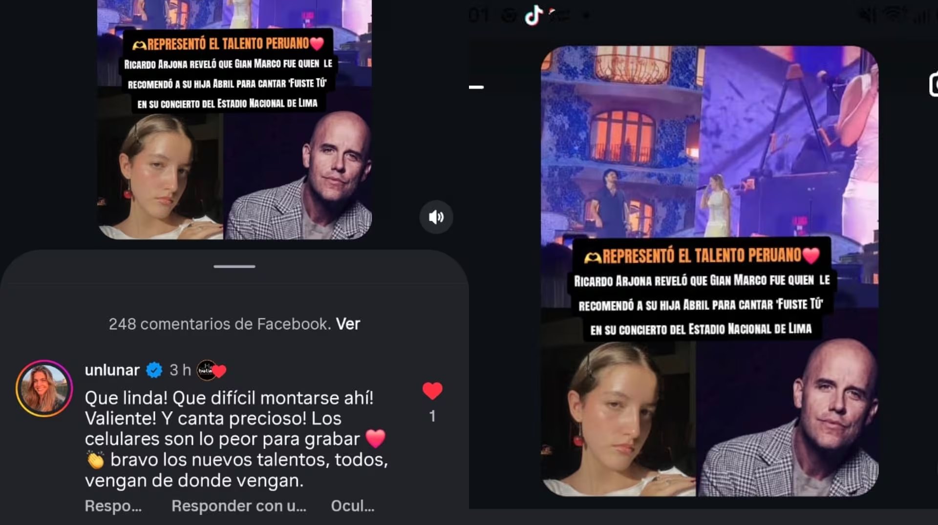 Stephanie Cayo comentó en una publicación del portal TVO Lima. La cantante halagó la participación de la joven. TikTok