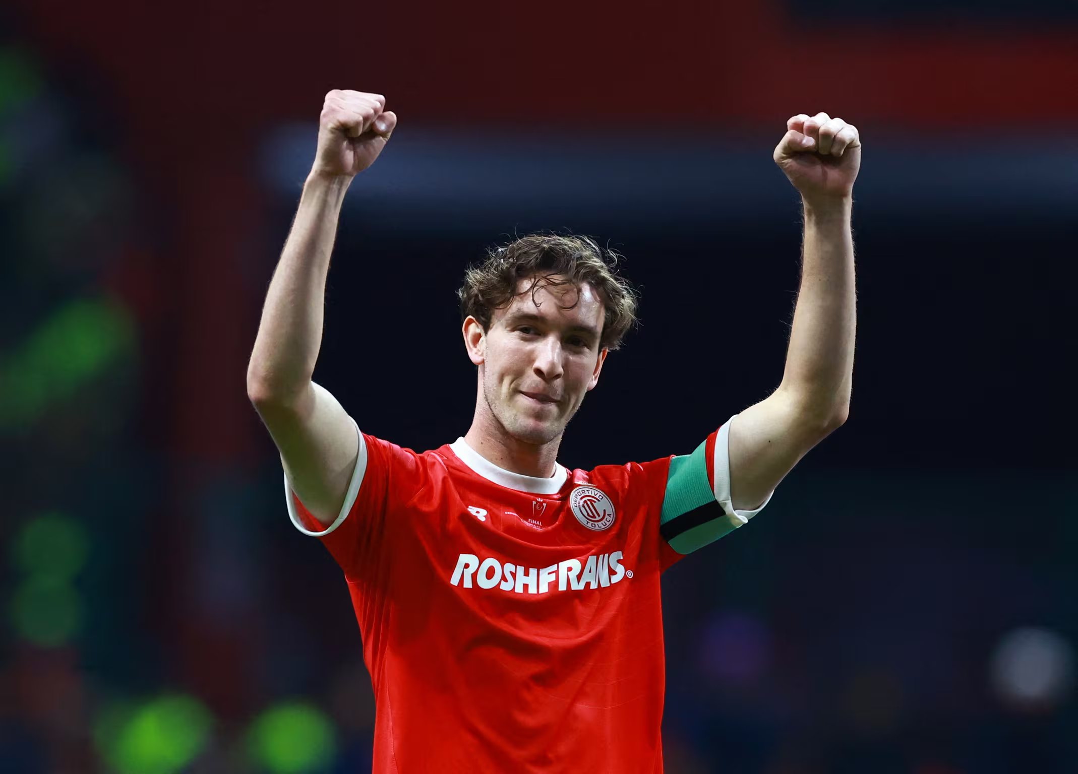 Soccer Football - CONCACAF Champions Cup - Final - Toluca v Tigres UANL - Estadio Nemesio Diez, Toluca, Mexico - May 30, 2026 Toluca's Marcel Ruiz celebrates after winning the CONCACAF Champions Cup REUTERS/Raquel Cunha