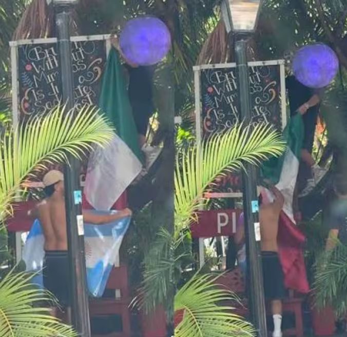 Usuarios exigieron que se investigue lo ocurrido luego de que varias personas cambiaran una bandera mexicana por una argentina.