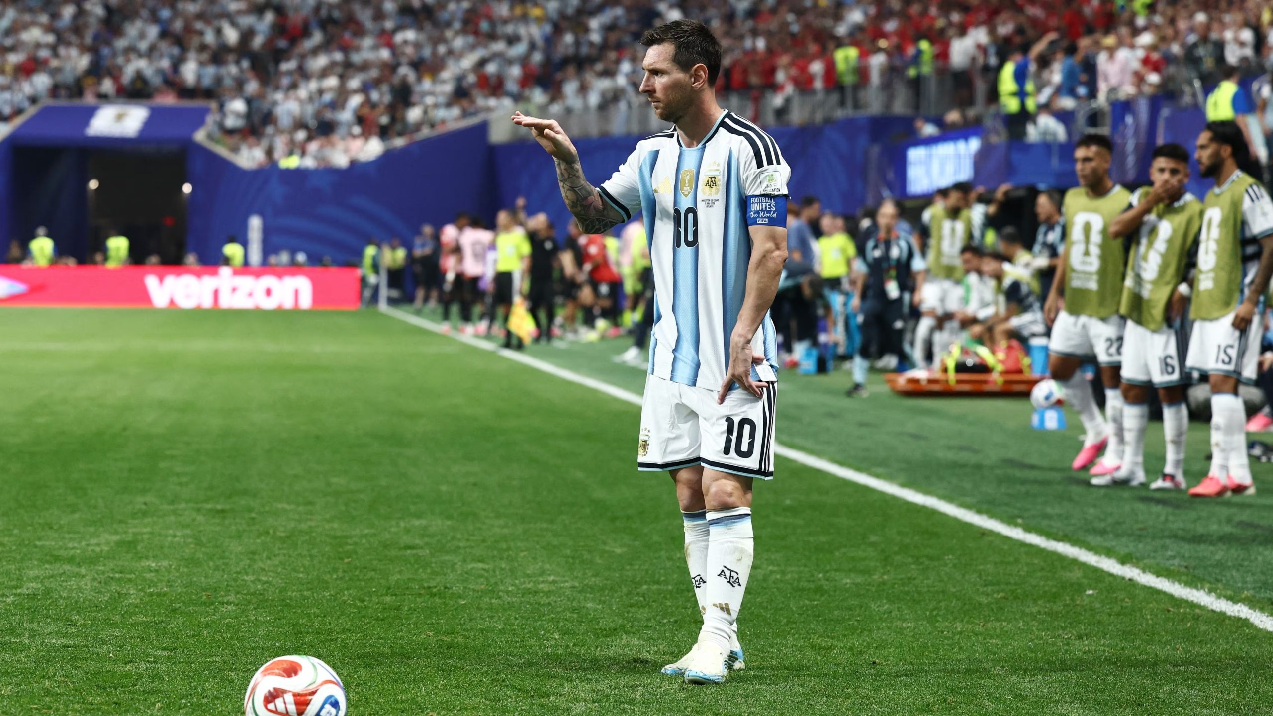 A pesar que pasaron casi cuatro años, Lionel Messi aumentó su velocidad pico con respecto a Qatar 2022 (Créditos: Reuters/Amanda Perobelli)