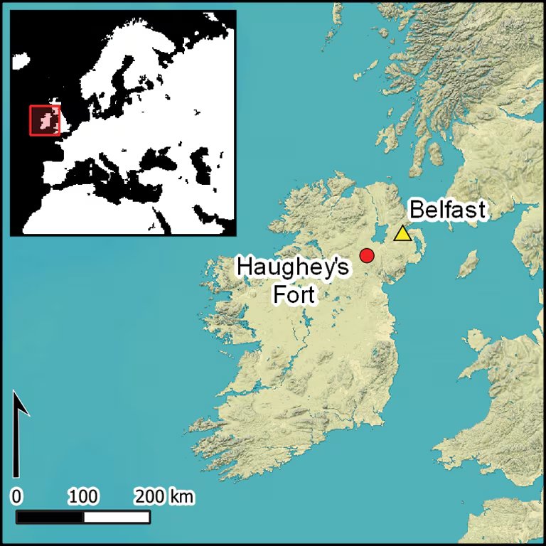 Los objetos importados hallados en Haughey’s Fort indican vínculos con la península ibérica y Europa central y refuerzan su papel como centro regional de poder, producción y ritual - (Crédito: Gentileza, estudio 