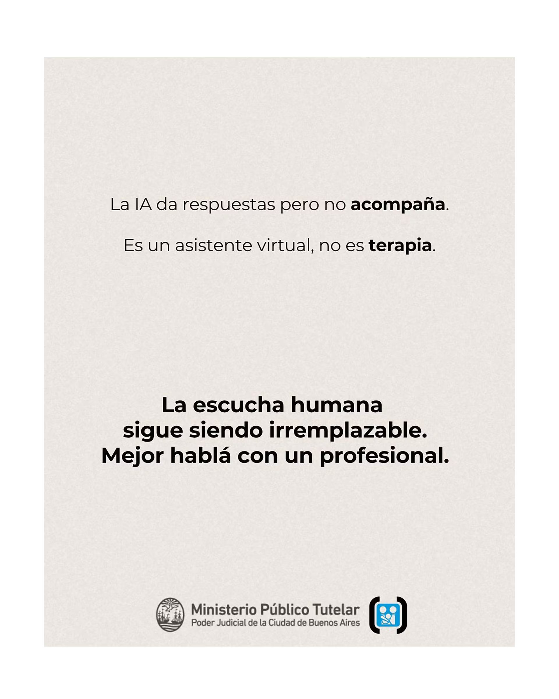 Una campaña del Ministerio Público Tutelar porteño advierte sobre la creciente cantidad de consultas sobre temas de salud de niños a asistentes de IA
