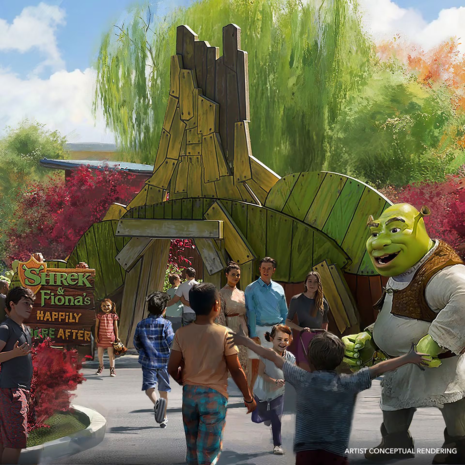La inauguración de Universal Kids Resort incluyó un corte de cinta con autoridades locales, familias invitadas y organizaciones comunitarias de Frisco. (@universalkidsresort)