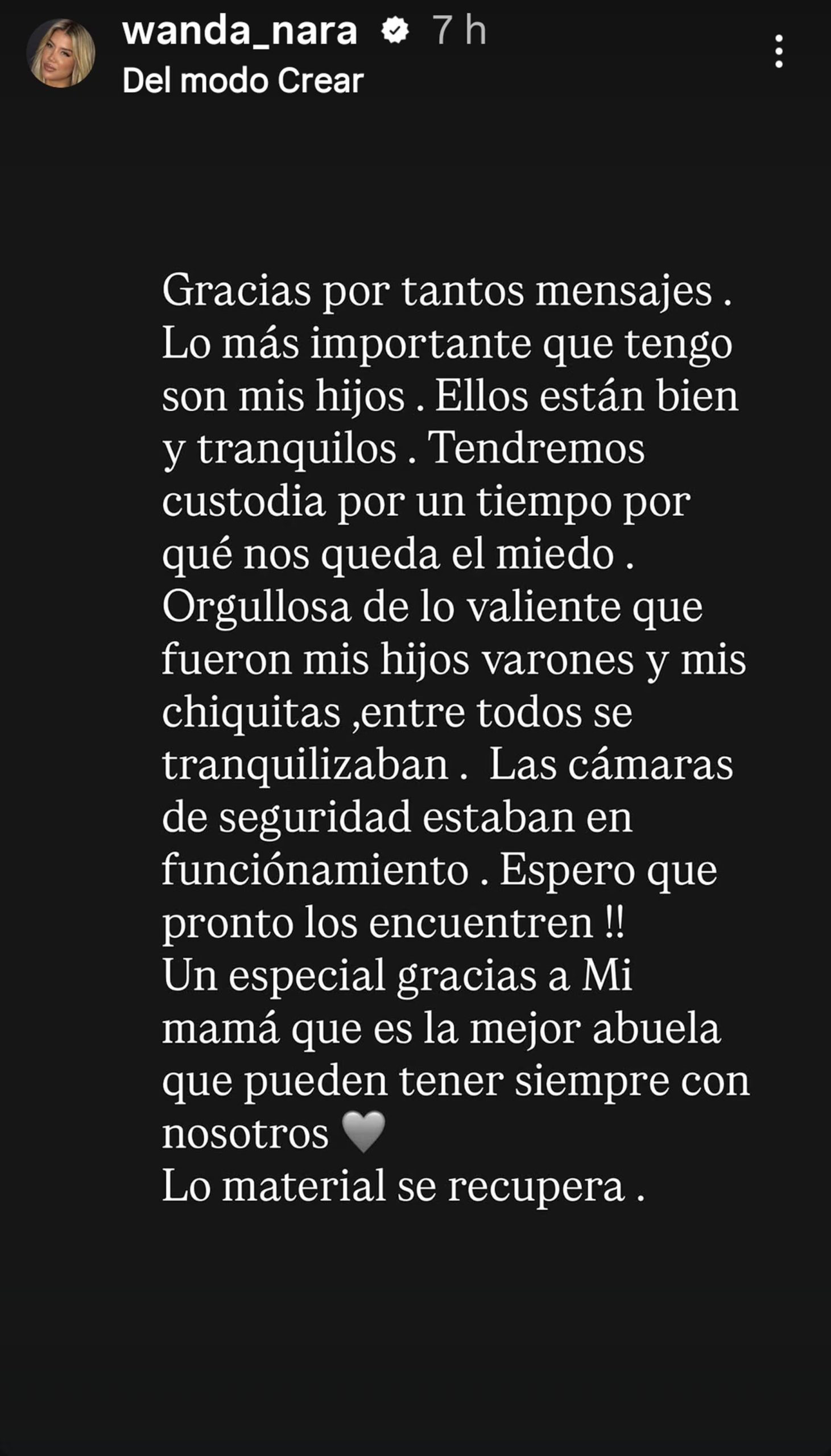 Los hijos de Wanda Nara quedaron con custodia policial